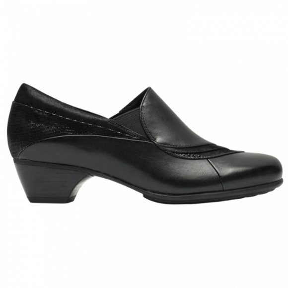 Aravon Provence Asym Slip-on - Women's Casual Shoe Black - Picture 1 of 5
